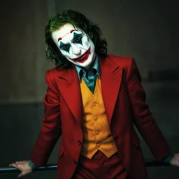 joker cosplay, creepy, disturbing, bloody, femenine body, grainy, sexy