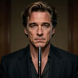 hyperrealistic dslr film still of sean penn disguised as ball point pen, stunning 8 k octane comprehensive 3 d render, inspired by istvan sandorfi & greg rutkowski & unreal engine, perfect symmetry, dim volumetric cinematic lighting, extremely hyper - detailed, incredibly real lifelike attributes & flesh texture, intricate, masterpiece, artstation, stunning