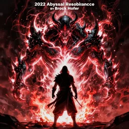 a lone warrior wielding controlling the power of his inner evil alter ego 2022 abyssal  resonance black glowing red and white fractal insanity inner hyperbeast by Brock Hofer digital art, central composition, lone warrior standing in the center on fire, ArtStation  GTA cover comics style  by James Gurney and beeple   global illumination Volume lighting Pixar and Disney tone mapping