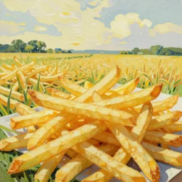 monet style, landscape, many fries
