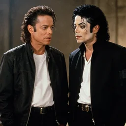 michael jackson as tylor durden and tom hanks as narrator in the movie fight club, photo, still frame, cinematic.