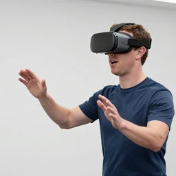 Mark Zuckerberg being introduced to virtual reality for the first time