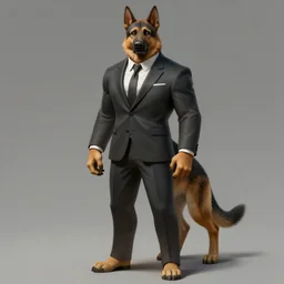 full body of humanoid german shepherd beast - man, wearing suit, highly detailed portrait, digital painting, artstation, concept art, smooth, sharp foccus ilustration, artstation