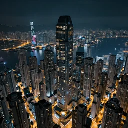 megacity, hive city, kowloon walled city, futuristic, dystopia, night time, cinematic lighting, matte painting, in style of Fenghua Zhong