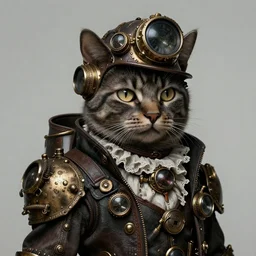 a cat wearing steampunk costume, illustration by guweiz, ultra high detail, intricate detail, cinematic, dark concept art by guweiz