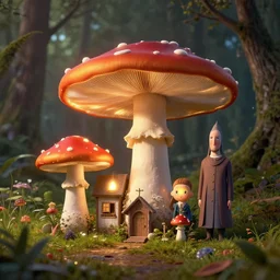 🏡🍄🧚💡, 3 d, unreal engine 5, octane render, detailed, cinematografic, cinema 4 d, nvidia ray tracing graphics, artstation, greg rutkowski style, style rene magritte, surreal