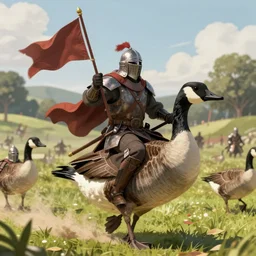 crusader riding a canadian goose into battle
