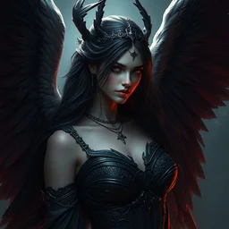 goddess dark angel twilight, highly detailed, digital painting, artstation, hyperrealistic, hyperdetailed, concept art, smooth, sharp focus, illustration, unreal engine 5, 8 k, art by artgerm and greg rutkowski, laura sava and edgar maxence
