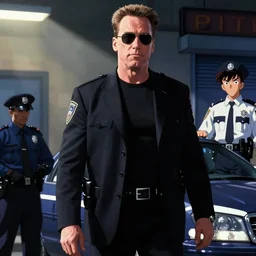 Arnold Schwarzenegger as the Terminator, Anime Adaptation of the Police Station Scene