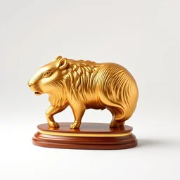 the golden capybara trophy on a white background