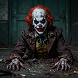 asymmetrical zombie king portrait, fallen, decay, clown, depressed, borderline, schizophrenia, hyperrealistic 8 k realistic