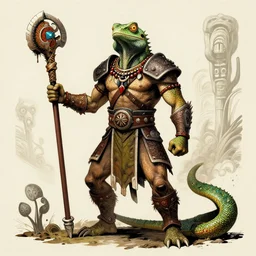 lizardman warrior concept, tribal, beksinski an moebius