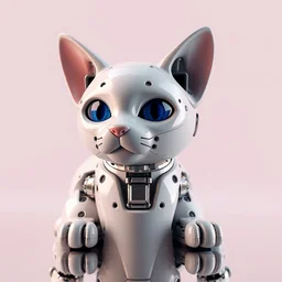 a modern cybernetic cat made from porcelain and steel, insane reflexions, pastel colored, daylight, peaceful, 8 k, ambient occlusion, octane render, empty background