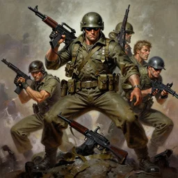 spawn, vietnam war, digital painting masterpiece by frank frazetta and kim jung gi and mœbius and mike mignola, 4 k wallpaper, highly detailed, intricate brush strokes