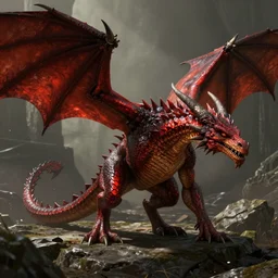 red dragon from dungeons and dragons, realistic, unreal engine