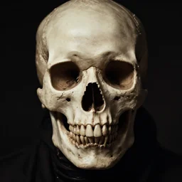 portrait of character with a skull nose where his nose is supposed to be, by Greg rutkowski