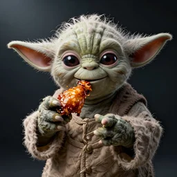 yoda eating chicken wings