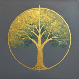 sushi tree painting, golden ratio, pastel, dimmed background