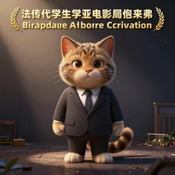 corporate cat in suit business pixar movie poster
