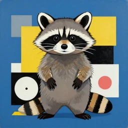 Bauhaus painting of a juggalo raccoon