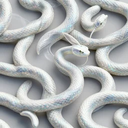 highly textured iridescent-pearlescent-snakes wrapped around each other, 3D, digital art, octane render, blender cycles, photorealistic, 4k-ultra-hd, high dynamic range, seamless texture