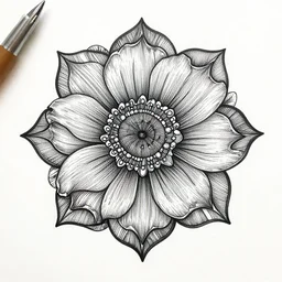 flower, zentangle art, ink illustration, very beautiful masterpiece, stunning, georgeous, award-winning