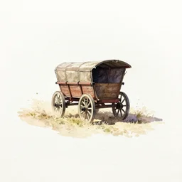 small centered on white watercolor paper, paint brush strokes, abstract watercolor painting of wagon, midday sharp light, dust, cinematic light, american romanticism by hans dahl, by jesper ejsing, by anders zorn, by greg rutkowski, by greg manchess, by tyler edlin