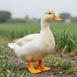 a duck wearing rubber boots in the french countryside, realistic, detailed, 8 k