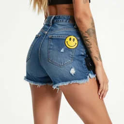 anne winters fully tattooed, wearing scratched and ripped short leather jeans, wearing an aviator outfit with a smiley stamp on its back, character sheet, fine details, props, concept design, contrast, kim jung gi, greg rutkowski, trending on artstation, 8 k, full body, turnaround, front, back, ultra wide angle