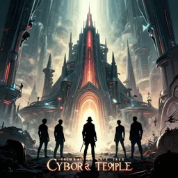 the way of the cyborg temple, movie poster, film still, wizard of oz, solarpunk, cyberpunk, fice silhouettes, zaha hadid, hyperdetailed, artstation, cgsociety, 8 k, designed by richard amsel, john alvin, bill gold, boris vallejo, composition by shepard fairey,