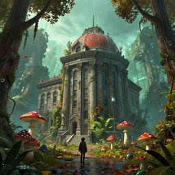 🌧🍄🍂🏦🌿, style artstation, style greg rutkowsk, comic art book,, octane render, unreal engine 6, epic game graphics, fantasy, ciberpunk, post - apocaliptic, ray tracing