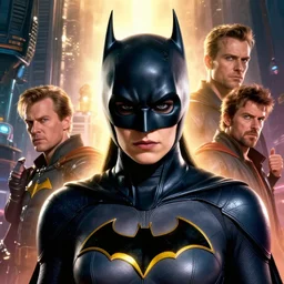 batgirl, shoulder high shot, intense, epic cinematic hyperrealism masterpiece, whimsical, realistic poster with shaded lighting by craig mallismo, artgerm, jeremy lipkin and michael garmash and hans zatzka, unreal engine, radiant light, detailed and complex environment, digital art, art station trends
