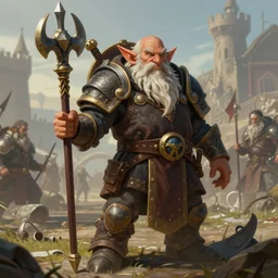 a detailed portrait of a dwarf warpriest on epic battlefield, deviantart dwarf portrait, hires, art by jack davis and lucian freud