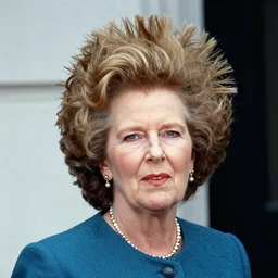 margaret thatcher with a spray painted punk mohawk
