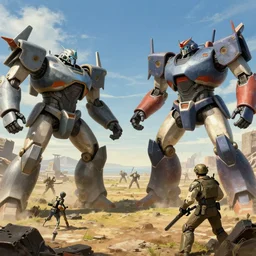 giant robots fighting in a U.N. sanctioned battle to resolve a land dispute