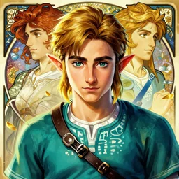 symmetry timothee chalamet as link from legend of zelda close portrait, ultra detailed, intricate, anime, dynamic lighting, digital art, digital painting, art station, wlop, sharp focus, illustration, art by artgerm and greg rutkowski and alphonse mucha