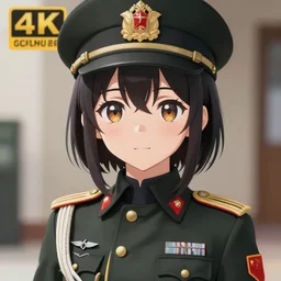 Anime girl wearing a Military Uniform, highly detailed, HDR, sharp focus, 4k, anime art style, digital painting, cute
