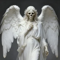 the angel of death in white robes, digital art, highly detailed, by gerard brom and zdzisław beksinski