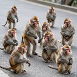 a tight shot of a dozen monkeys attacking a street in Japan by Ashley Wood, rule of thirds