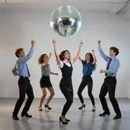 engineers dancing, disco ball, alamy