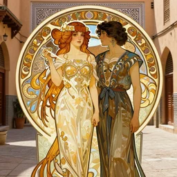 portrait by greg rutkowski and alphonse mucha, styl of artgerm and alena aenami, marrakech streets, ornate, detailed, digital painting, artstation, concept art, smooth lighting, sharp focus, illustration