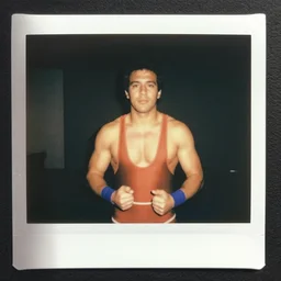 Polaroid image of Max Martini as wrestler