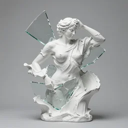 sculpture of broken glass fused with white paint reshaped into the essence of life, abstract render, ray - tracing, ultra - hd, 4 k
