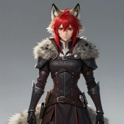 wolf fursona, a full body portrait of a the sellsword marissa bell, short red hair, fantasy, makoto shinkai, james gilleard, very detailed, matte, gaussian blur