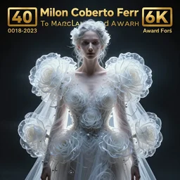 a wonderful realistic portrait of a lonely woman with a detailed wonderful symmetrical face who is dressed with a wonderful, majestic, large semi transparent white cotton dress ornate with semi transparent cotton roses, accent white lighting, dramatic light, octane render by roberto ferri, fantasy art, photo realistic, dynamic lighting, unreal engine rendered, artstation, poster, dramatic light, - 8 k, award winning