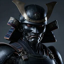 a powerful japanese samurai wearing cyber suit, detailed face, face symmetry, hdr fanart arstation 3 d, black, character concept portrait by moebius and laurie greasley, profile picture, 8 k, cinematic color grading