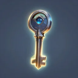 a door’s key, league of legends inventory item, outer glow, solid background, vray 4k, trending on artstation