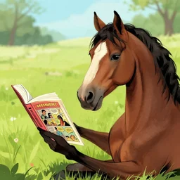 a horse reading a comic book