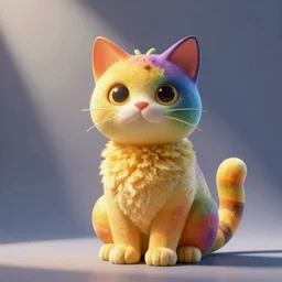 3D render of mango cat,. colorful