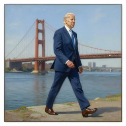 joe biden crossing the delaware river, detailed painting